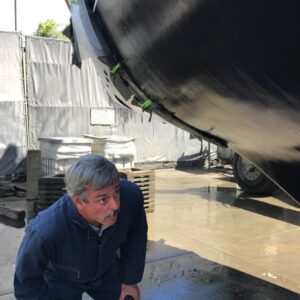 someone looking under yacht