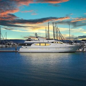 A yacht in the water