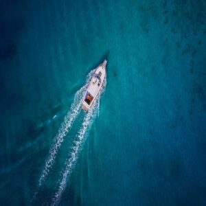 aerial view of a boat on water